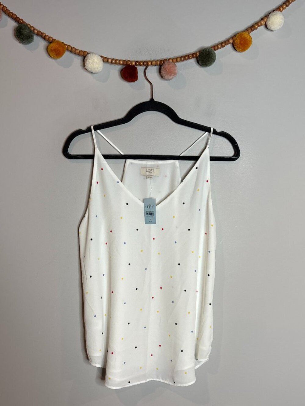 NWT Loft white polka dot tank top